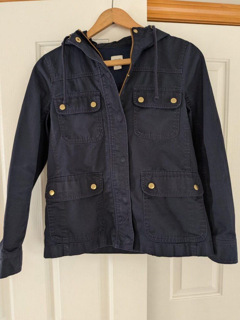 Navy J. Crew Factory Utility Jacket with Hood - Size XS